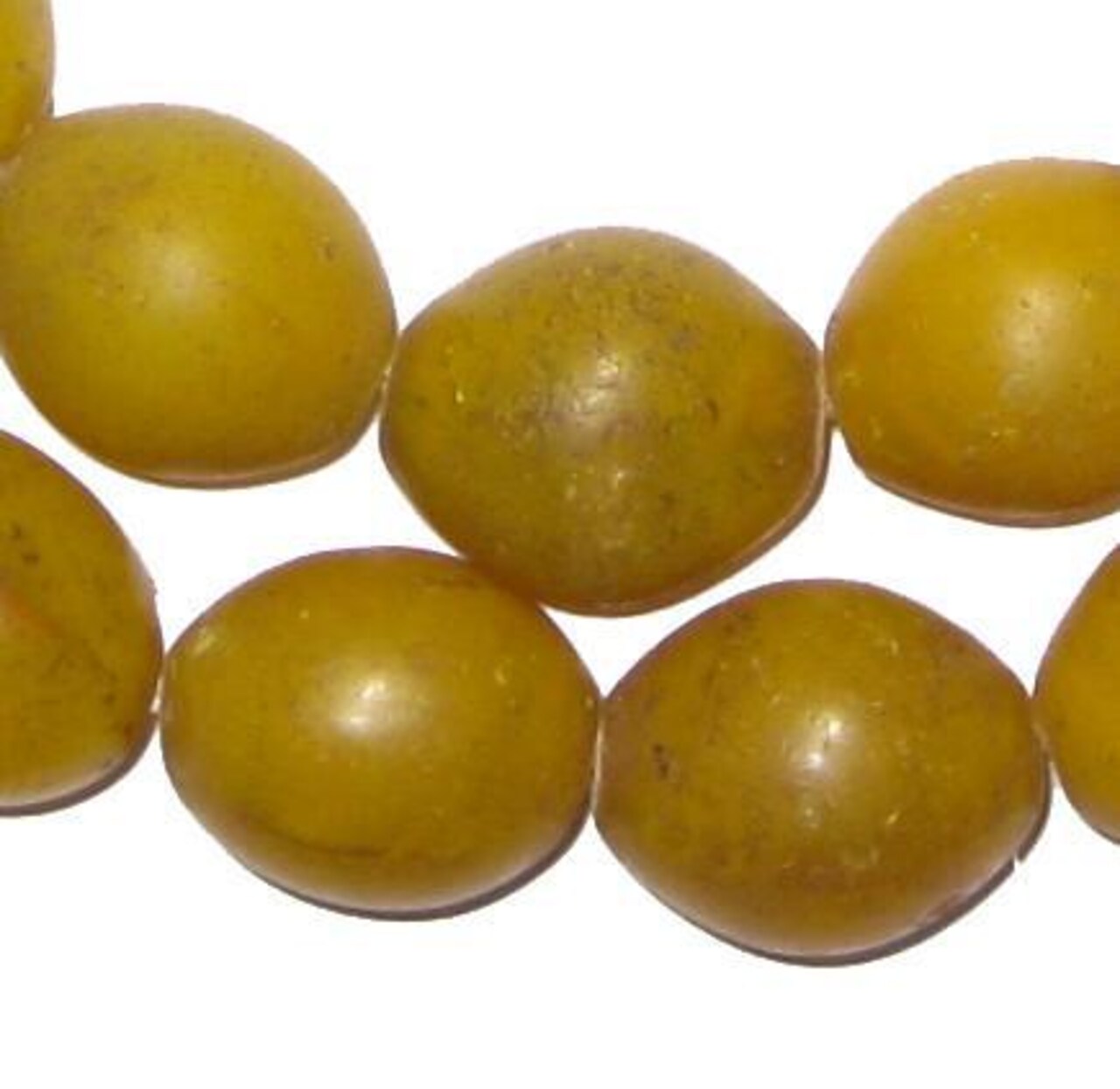 The Bead Chest Yellow Tomato Beads 22x 20mm Ethiopia African Oval Glass 26-28 Inch Strand Handmade